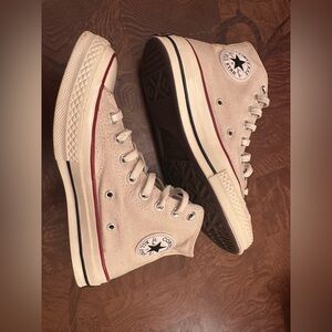 Converse Cream and Red High-Tops